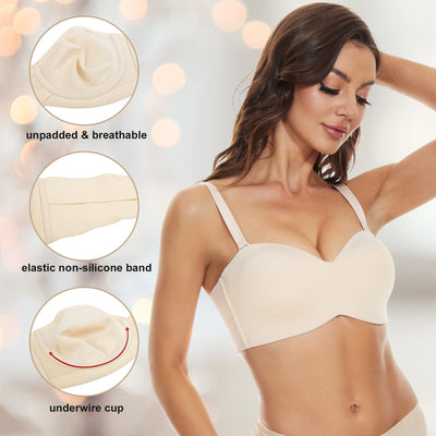 Belle Flores Beauty™ Full Support Non-Slip Convertible Bandeau Bra